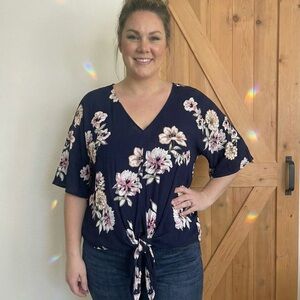 Floral Navy Women's Top